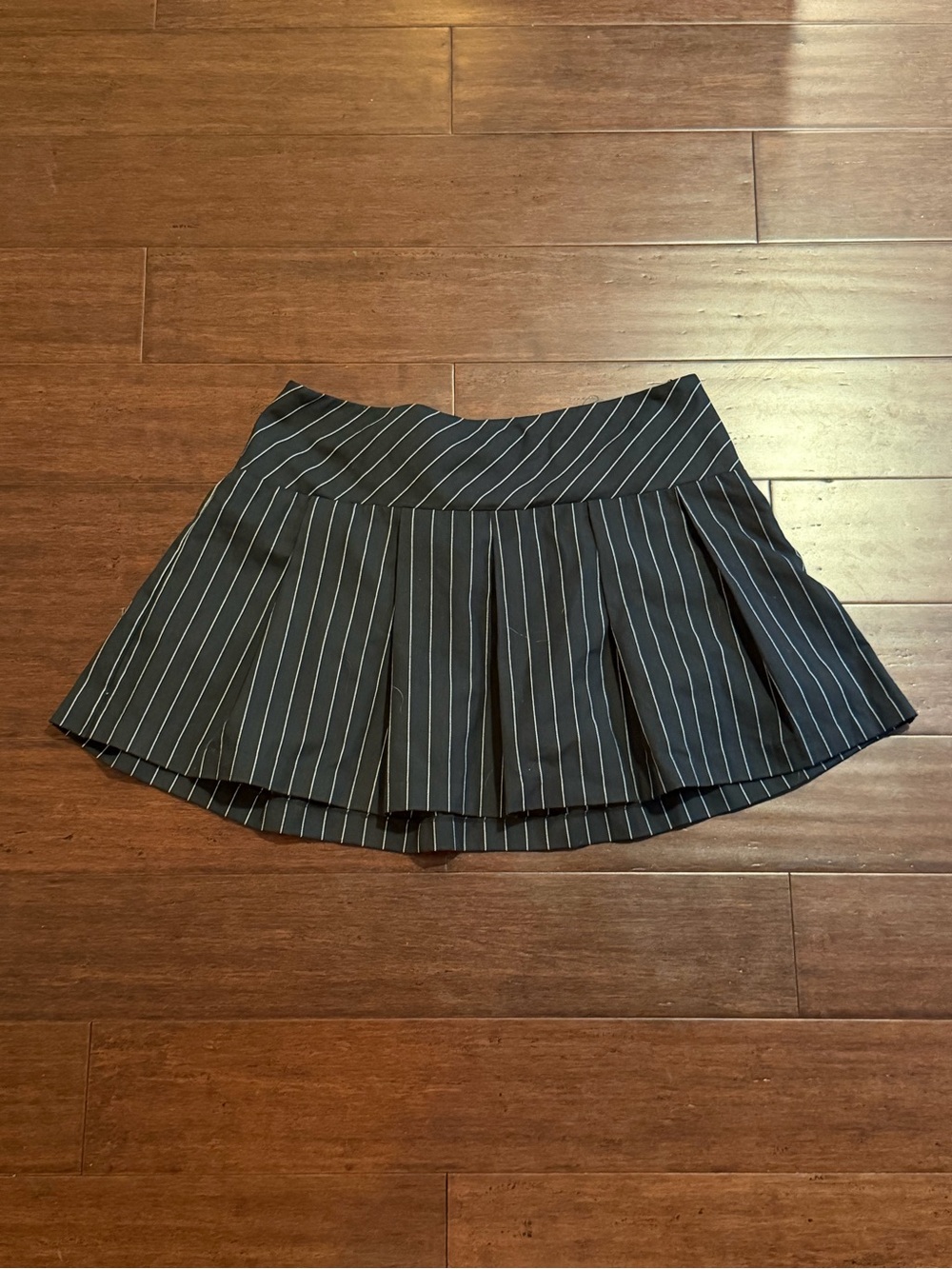 H&M Black Skater Skirt with White Pinstripes